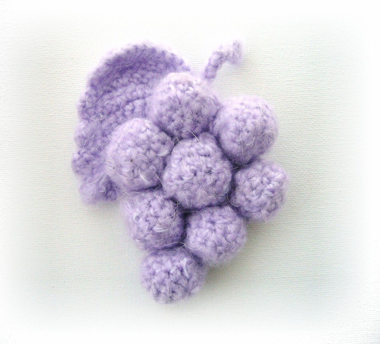 Crochet Corsage Brooch Lilac Mohair Grapes Unique Gift