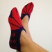Red and blue  Otantic slippers, special knitting slippers,Home slippers - Turkish Slippers-valentine's day