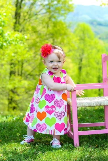 Love Hearts - Gift for Baby - Everyday Valentine - Toddler Girls Dress - Valentine Hearts Baby Toddler Dress- 3M to 4T