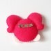 Hot pink brooch, girl face felted and stuffed pin, softie, made to order