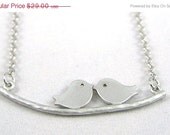 20 % VACATION SALE Matte silver bird necklace