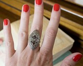 Art Deco Ring - 1920s Jewelry - Sterling Silver Statement Ring - Cocktail Ring