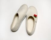 Felted slippers -white- wool clogs - wedding- summer fashion - cozy-gift for mom