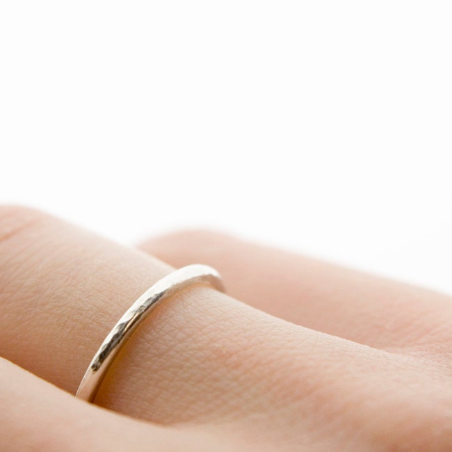 Stacking Silver Ring: ONE Heavily Hammered Argentium Silver Ring, Any Size