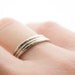 Stacking Silver Ring Set: THREE Heavily Hammered Argentium Silver Rings, Any Size