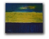 Small Size Original  Blue Yellow Textured Abstract Painting Acrylic On Canvas10'' x 8 ''Sand Road"