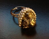 Pyrite crystal ring silver plated chain adjustable size 5.5-7.5  - No. 11