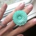 MINT Large Flower Ring Oversized Marigold Flower Ring on Adjustable Band Women's Fashion Jewelry Cabochon Ring