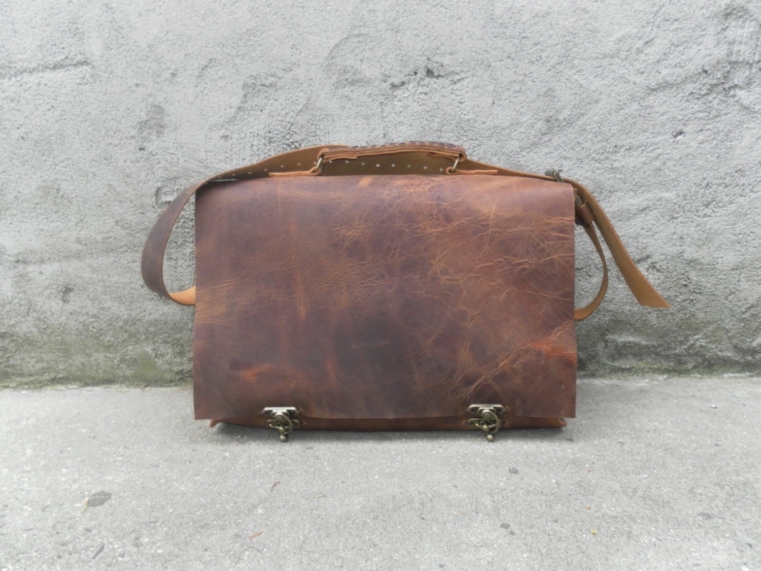 Messenger Shoulder leather bag made in NYC
