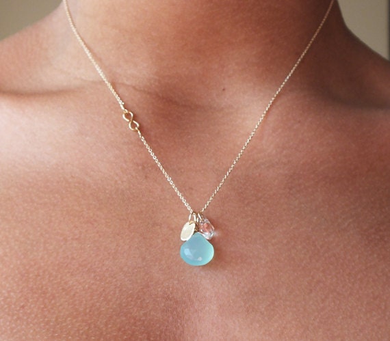 Personalized Birthstone Necklace - Infinity Necklace - Gold Filled Gemstone and Infinity Necklace -Wedding Jewelry