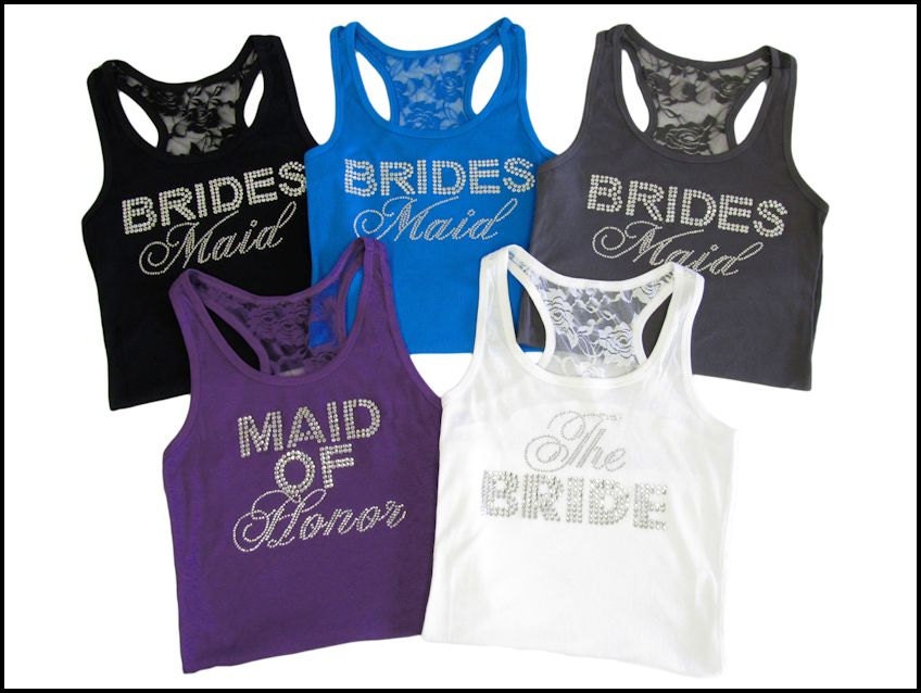 Set of 10 Ribbed Lace Bridal Tank Top - The Bride Tank Top - Brides Maid Tank Top - Maid of Honor Lace Tank Top