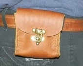 Medium Brown Steampunk Oil Tanned Leather Belt Pouch Renissance LARP SCA