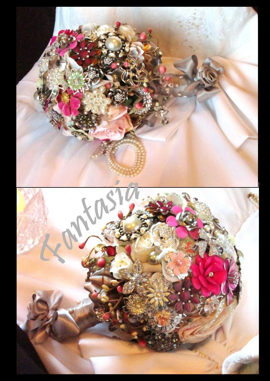 FANTASIA - Pink / Silver Brooch Bridal Bouquet - FANTASIA
