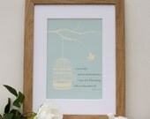 Beautiful birdcage print with Jane Eyre quote