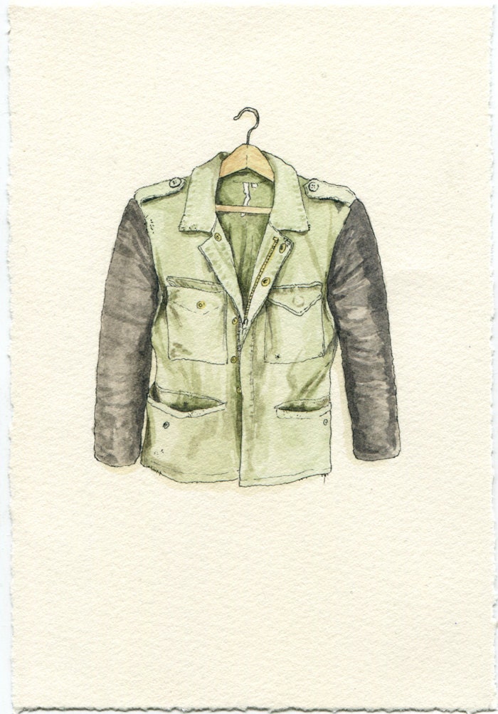 Military Beat Up Jacket with Faux Leather Sleeves