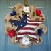 Patriotic Burlap Wreath with X- Large Rustic Star and Flowers ETSY ORIGINAL - Memorial Day Wreath - 4th of July - Patriotic Wreath