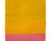 large original watercolor painting, orange and magenta color form