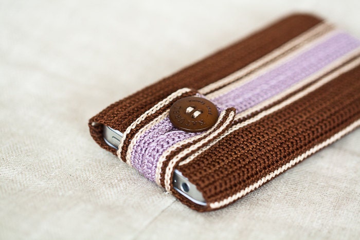 iPhone 4 and iPod Touch Case in Chocolate Brown and Mauve Purple. iPhone 4 sleeve. iPod, iPhone cover. Steampunk geometric. Eco-Friendly