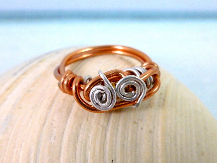 Banded Wrap - Wire Wrapped Ring - Size 7.5