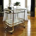 Vintage Bar Cart Hollywood Regency Gleaming Gold Geometric Rectangle Rolling Two Tiered Tray Buffet On Wheels Hostess Entertaining