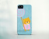 iPhone 5 Case, iPhone 4 Case, Galaxy S3 Case - A little kitten with a colored lollipop