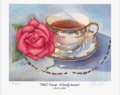 Rose Teacup Print, Ethel's Teacup, 5x7 Sm Fine Art Print