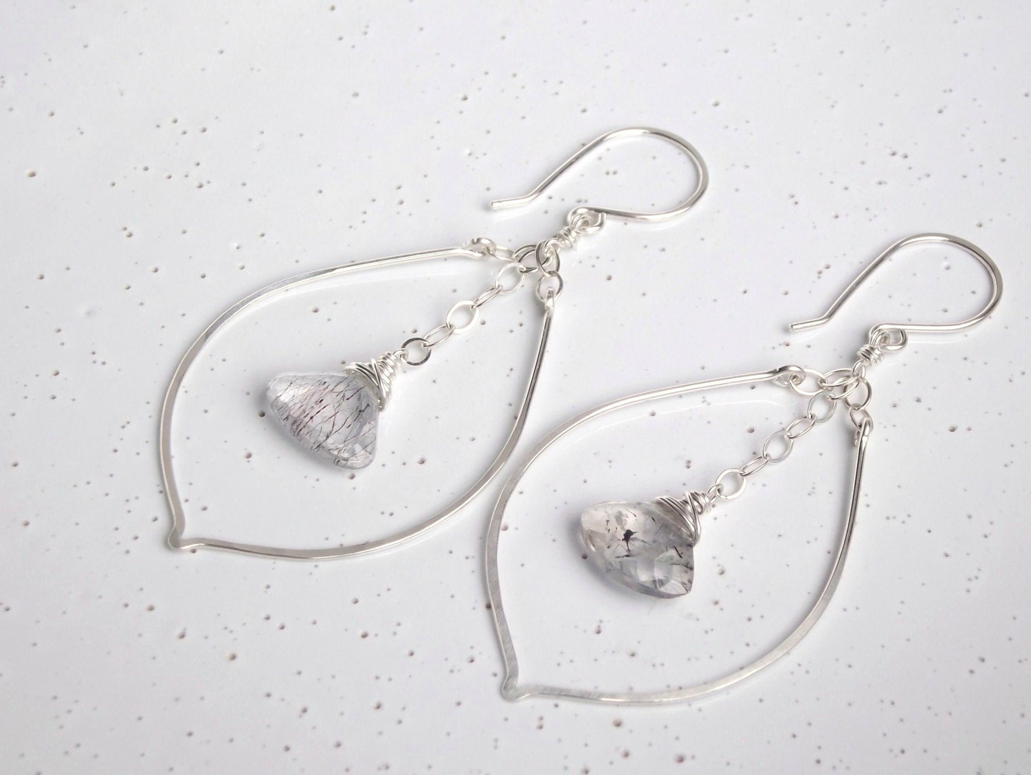 Moss Amethyst & Sterling Silver Large Leaf Chandeliers