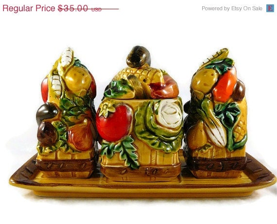 50% OFF Vintage Vegetable Shaped Condiment Set With Tray