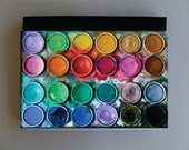 iPad 4 / iPad 3 Case / iPad 2  Case -Watercolor Paints / Artist Paints  - Black Leather and Three Tilting Positions