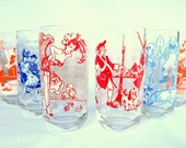 Vintage Peanut Butter Glasses, 8 Sing A Song Tumblers from Big Top, Camptown Races, Yankee Doodle, Darling Clementine, Home Sweet Home