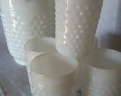 Hobnail Milk Glass Pitcher and Glasses