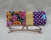 GC13-010  Eyeglasses Case - Easter Pink Yellow Flowers and Polka Dots - THIN