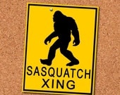 Sasquatch Bigfoot Xing Crossing Traffic Warning Sign Art Print 8x10 inch or A4 Poster Sign P181