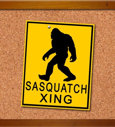 Sasquatch Bigfoot Xing Crossing Traffic Warning Sign Art Print 8x10 inch or A4 Poster Sign P181