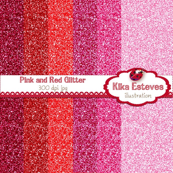 Red and Pink Glitter Digital Papers - Digital Scrapbookig Papers - card design, invitations, background, paper crafts - INSTANT DOWNLOAD