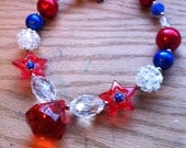 4th of July Necklace, Memorial Day Chunky Necklace, Girls Necklace, Chunky Bead Necklace, Red, White, Blue, Chunky Necklaces