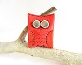 Red Owl Earphones Case - Leather & Recycled Bicycle Tube