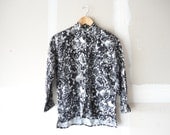 floral blouse, 80s blouse, print top