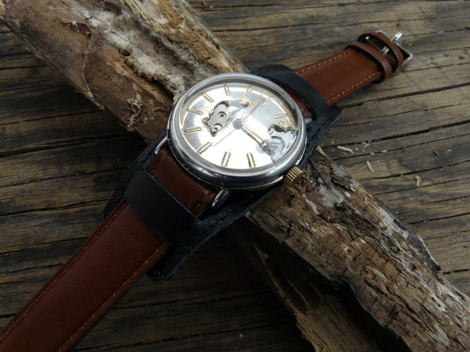 Custom Steampunk watch - Vintage Soviet Men's Watch Raketa 1970's /  Mechanical watch