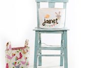 Personalized Fabric Organizer Bin Basket Container Cotton Rabbit Bird - LoveJoyCreate