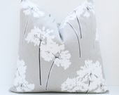 20 x 20 Throw Pillow Cover Cream Pillow   Printed fabric front and back. Housewares Home Decor. Dandelion. Floral Pillow Chocolate brown