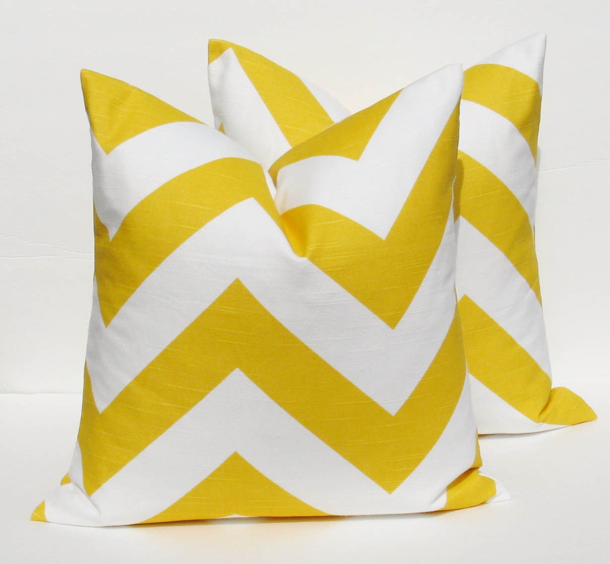 Yellow Pillow .Chevron Pillow.16x16 Pillow Covers. Large Chevron Printed Fabric on Front and Back.Housewares.Pillows.Cushions.Home Decor