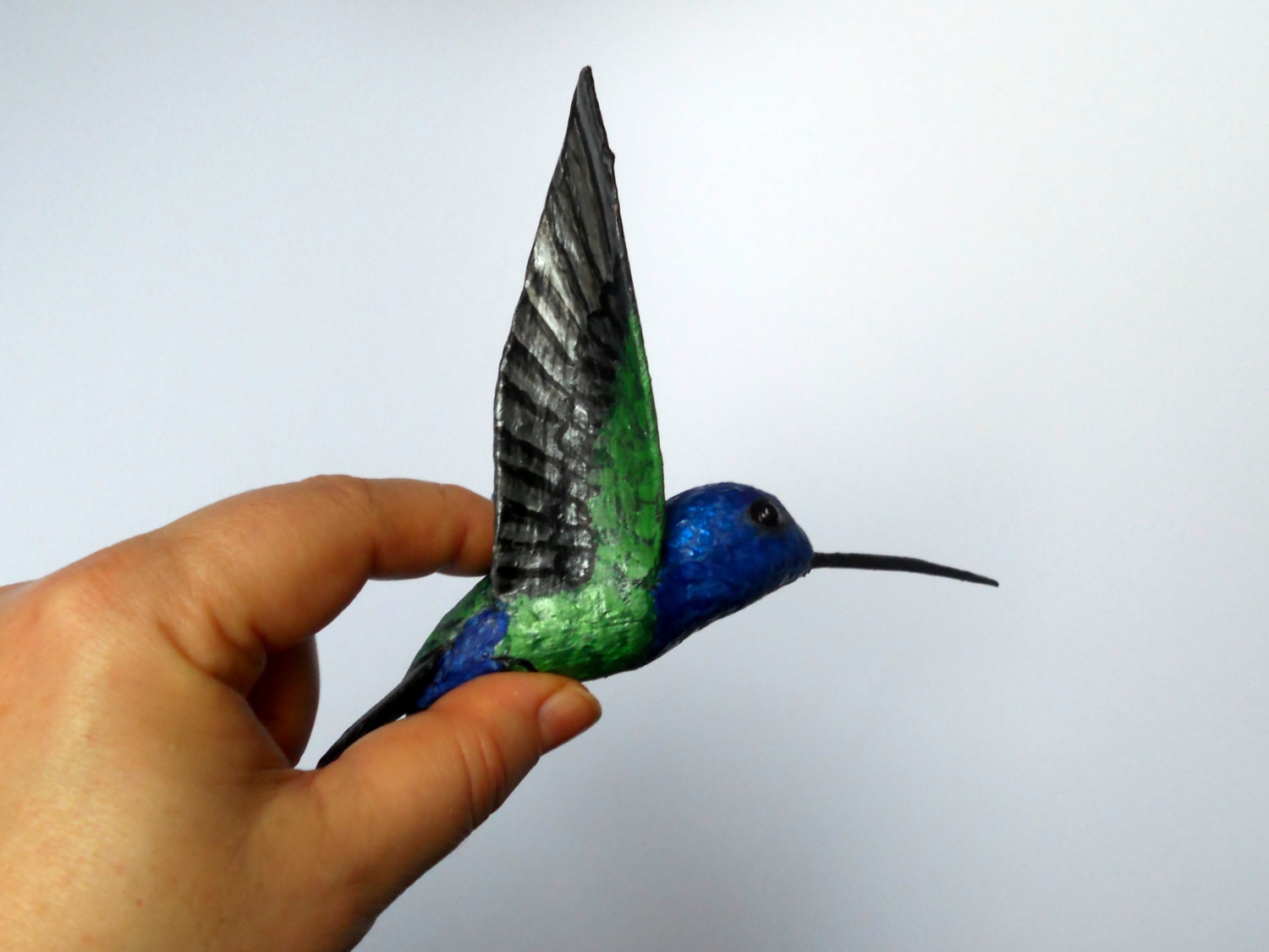 paper machè Art  bird sculpture   Hummingbird  original designer handmade