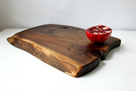 Eco-friendly Black Walnut charcuterie cutting serving board, live edge, from sustainably harvested wood