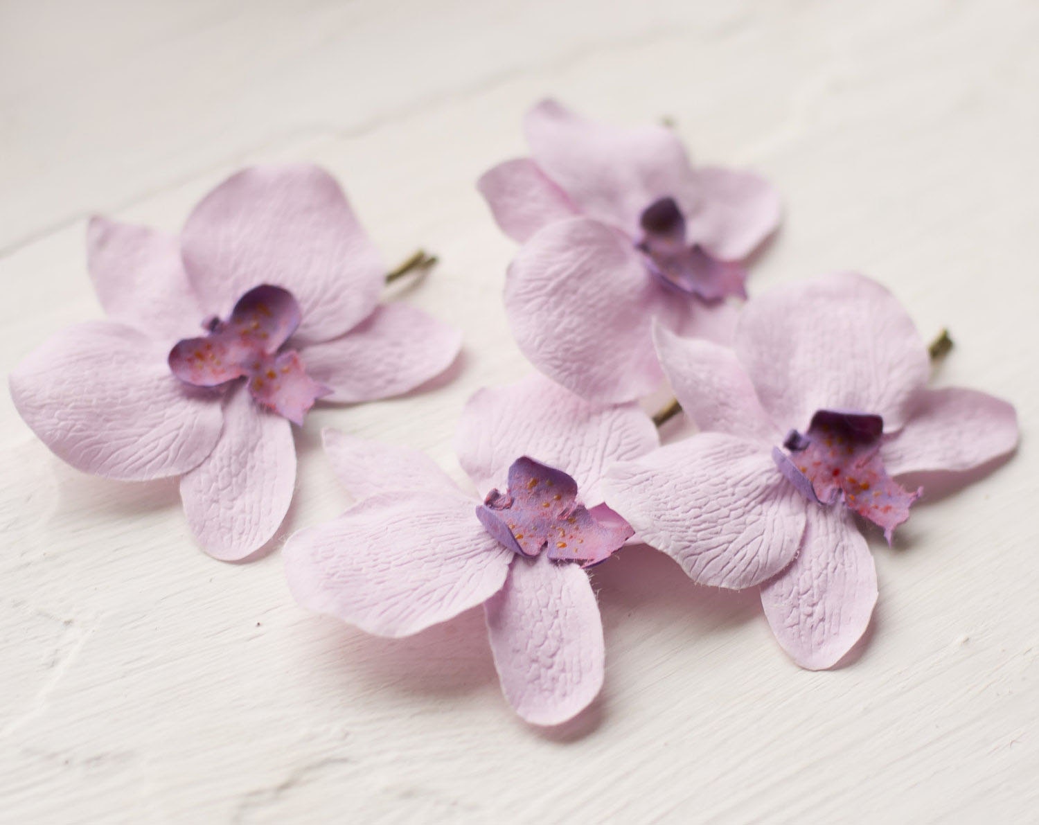 Lilac orchid hair flower set of 4  - flower hair pins bobby pins, flower hair accessories, flower bobby pin, bridal hair accessories - GentleDecisions
