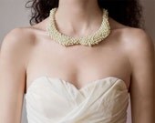 Beaded collar necklace - pearl collar necklace - collar jewelry - peter pan collar - bridal necklace - beaded necklace - ivory, cream