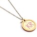 Customised embroidered initial necklace - lemon, lilac, pink - personalised in a miniature embroidery hoop - made with love by dandelyne