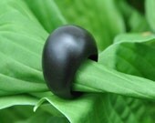 Hand Carved Wood Smooth Dome Ring in African Blackwood