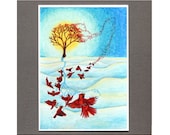 Cardinals Card, Winter Snow Greeting Card, 5x7 Art Print