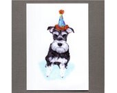 Schnauzer Card, Dog Birthday Party Invitation, 5x7 Art Print